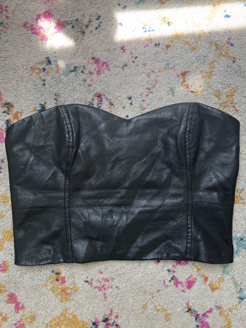 Aritzia Faux Leather Strapless Top